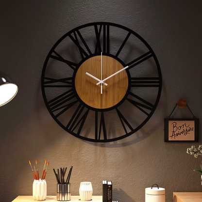 Metal Wall Clock – Retro Round Art Clock for Living Room, Dining Room, and Home Decoration