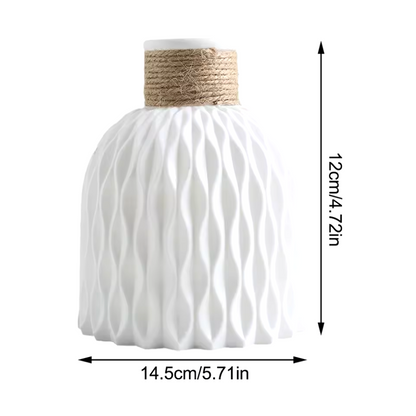 Rope-Textured Plastic Flower Vase – Porcelain Imitation DIY Flowerpot for Living Room & Home Decor