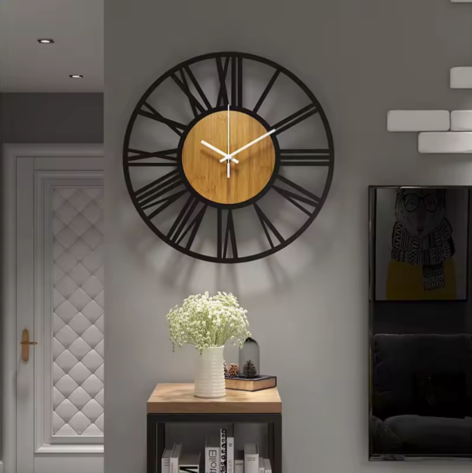 Metal Wall Clock – Retro Round Art Clock for Living Room, Dining Room, and Home Decoration