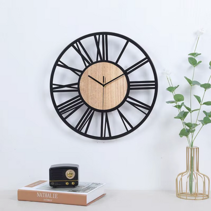 Metal Wall Clock – Retro Round Art Clock for Living Room, Dining Room, and Home Decoration